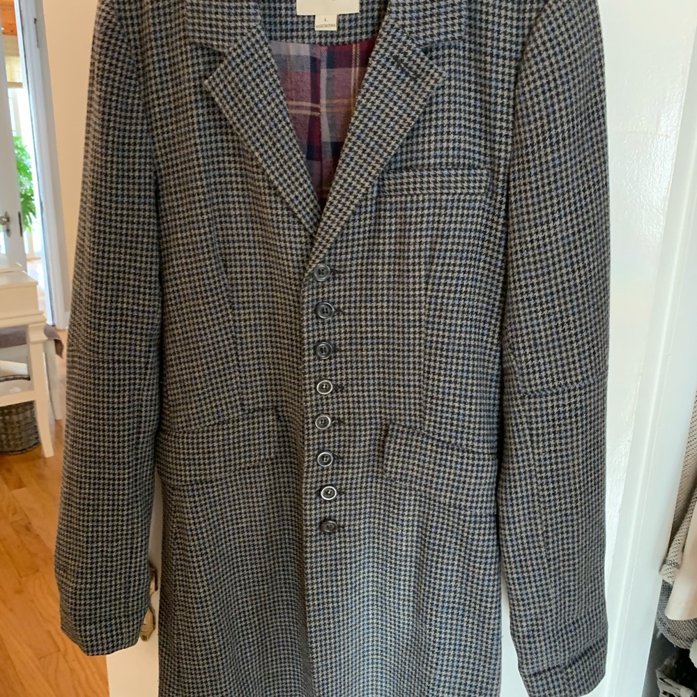 Small Plaid Mid Thigh Button Down Jacket - image 2